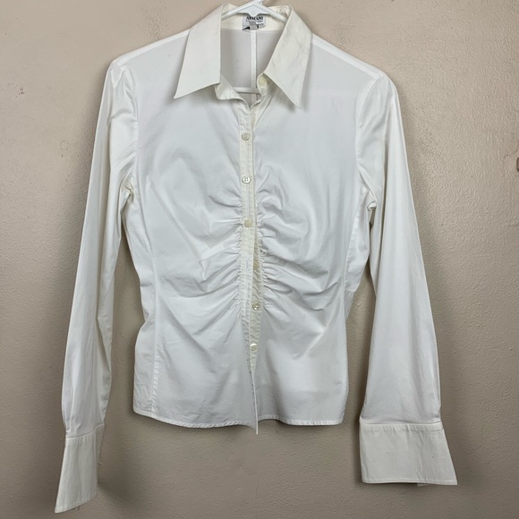 Armani Collezioni Tops - Armani Collezioni Career Button Down Top Shirt 8 Blouse Off White Cream Office
